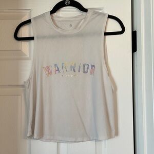 Spiritual Gangster White Muscle Tee with Pastel Rainbow "Warrior"